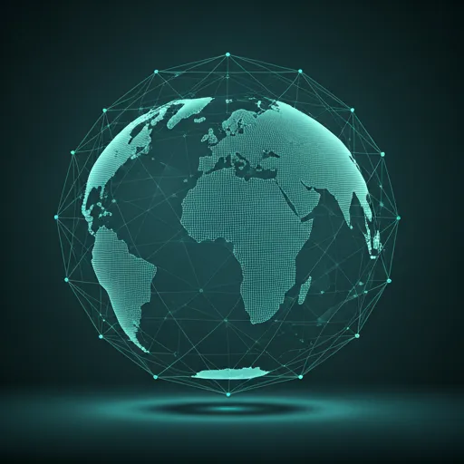 Fondo de visualización de conexión de red global futurista